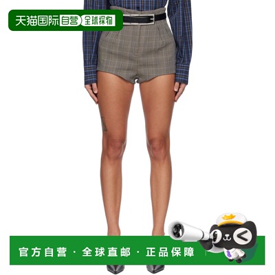 香港直邮Mugler 穆勒 女士 灰色 Checked Pleated Tailored 短裤