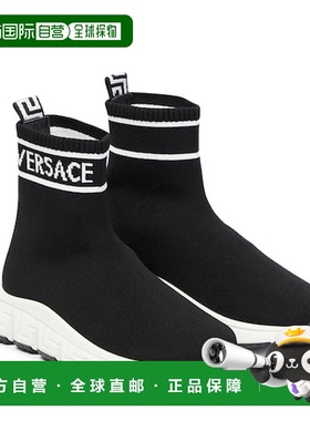 1h可退 香港直邮versace 女童 sock 徽标运动鞋童鞋 black黑色 舒