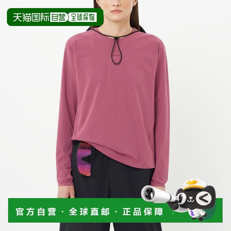 自营欧洲直邮SALOMON 深粉色合成材料女士长袖T恤,运动服/休闲服装,运动T恤,淘宝优惠券,粉丝福利购,淘宝优惠卷