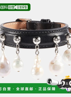 1h可退 香港直邮Alaia 女士 珍珠母皮革手链 black黑色 舒适时尚