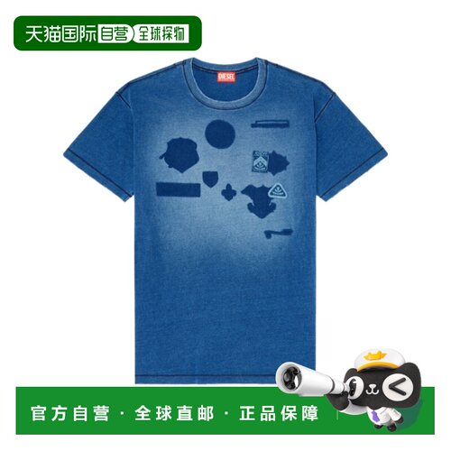 香港直邮DIESEL 男士T恤 A232690PGBY01A AW2026 蓝色 短袖T恤