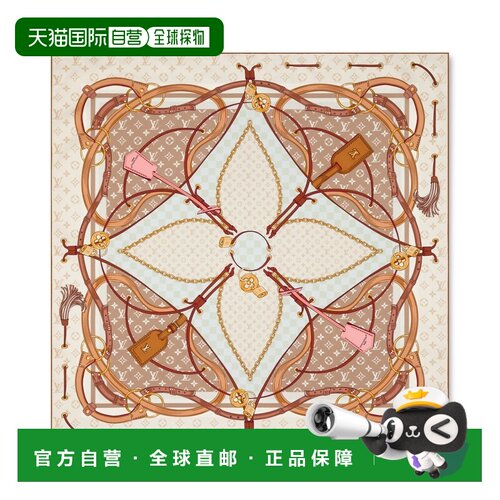 自营1h可退 欧洲直邮LV路易威登 女士沙丘色丝绸老花图案方巾