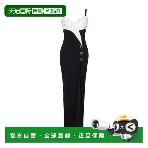 香港直邮Balmain 开衩长款连衣裙 DF1RN180VB00长裙吊带