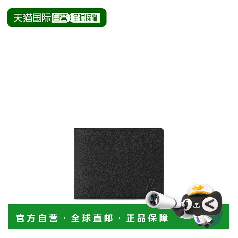 自营1h可退 欧洲直邮LV路易威登 男士黑色小牛皮logo标识钱包