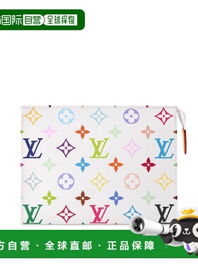 自营欧洲直邮LV路易威登 x TM女士白色/多色涂层帆布老花图案手拿