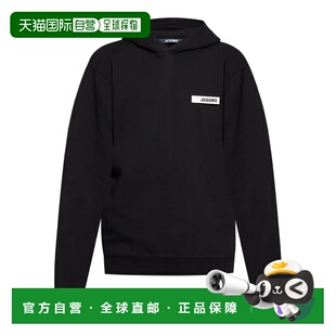 香港直邮Jacquemus 男士 黑色罗缎徽标连帽衫 HOM00247AJ00126990