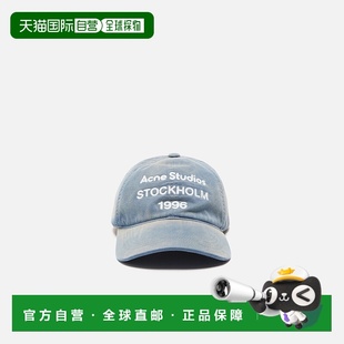自营欧洲直邮Acne FW25女士深蓝色棉1996logo标识棒球帽 Studios