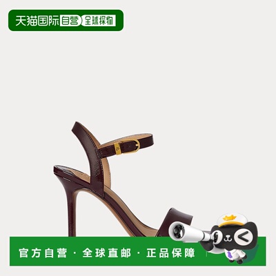 自营欧洲直邮Ralph Lauren拉夫劳伦 Gwen女士深酒红色褶皱漆皮凉