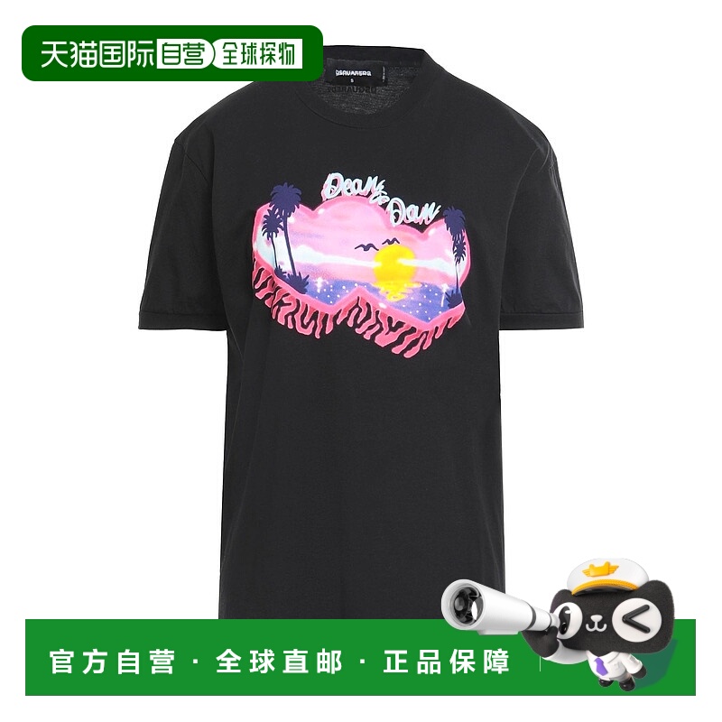1h可退 香港直邮Dsquared2 二次方 女士 T恤 black黑色 舒适时尚