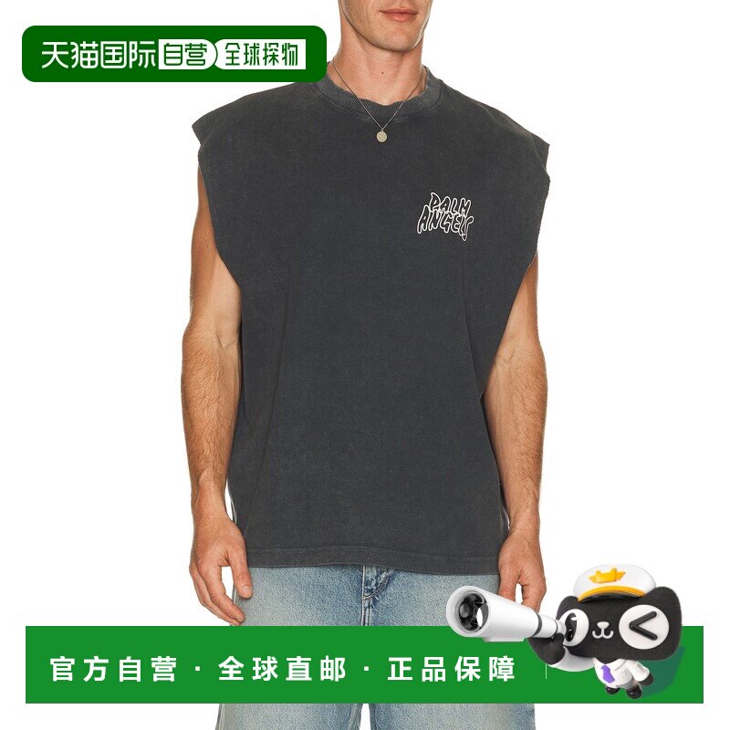 美国直邮Palm Angels 棕榈天使 男士 棕榈树印花叶子磨破背心 PMA