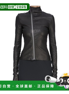 1h可退 香港直邮Rick Owens 高领长袖皮夹克 RP01F6701LSV