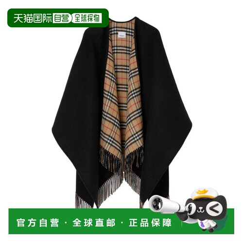 1h可退 香港直邮BURBERRY 女士西服 80778971 CO 黑色 格纹羊毛双