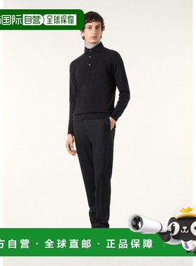 自营欧洲直邮Loro Piana 男士黑色羊绒Polo衫长袖