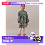 欧洲直邮Bonpoint小樱桃 Topaz女童灰绿色liberty天鹅绒刺绣连衣