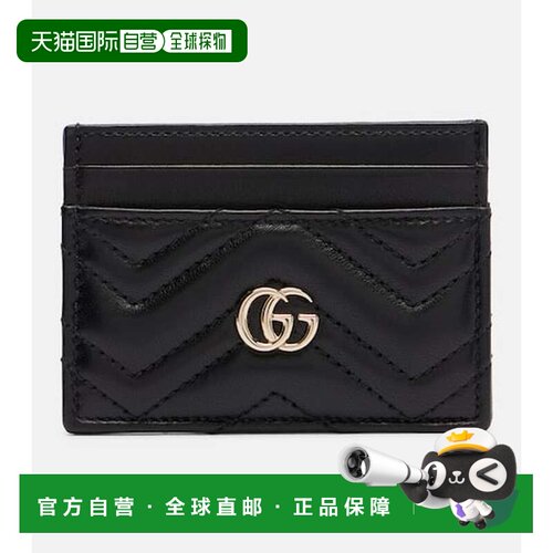 1h可退 香港直邮Gucci 古驰 女士 GG 皮革卡套 black黑色 舒适时