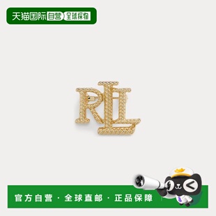 自营欧洲直邮RalphLauren拉夫劳伦 Lauren镀金纹理徽标胸针