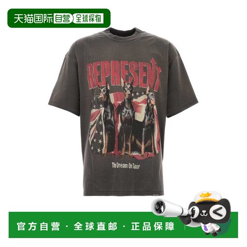 香港直邮Represent 男士 木炭色棉混纺宽松款T恤 MLM10059346
