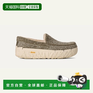 自营欧洲直邮UGG Ascot男士苔绿色羊毛厚底一脚蹬毛拖鞋拖鞋