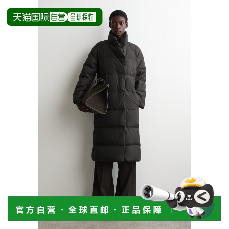 自营欧洲直邮COS 女士棕色绗缝长款羽绒服披肩领棉服外套女装图片