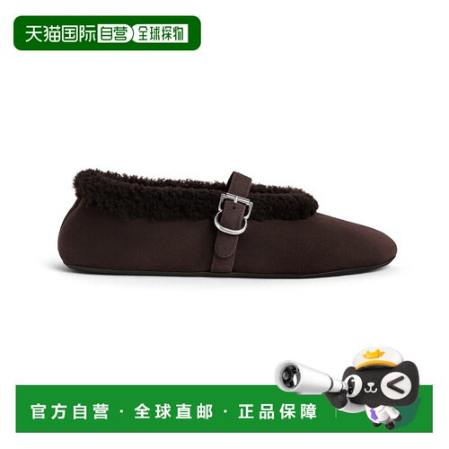 自营欧洲直邮Alaia阿拉亚 LA BALLERINE女士棕色羊羔毛芭蕾平底鞋