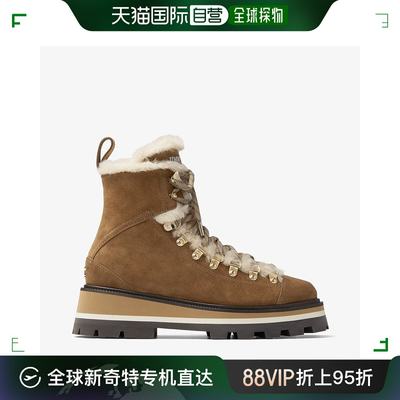 欧洲直邮JIMMY CHOO Chike Shearling_卡其色棕色绒面革天鹅绒踝