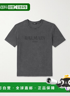 1h可退 香港直邮Balmain 巴尔曼 男士 復古標誌刺繡 T 卹 FH1EG00