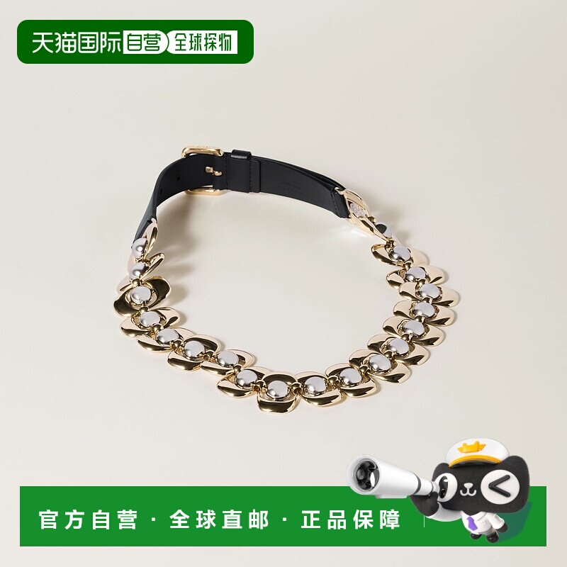 欧洲直邮MIU MIU (2025新品) 皮革金属腰带