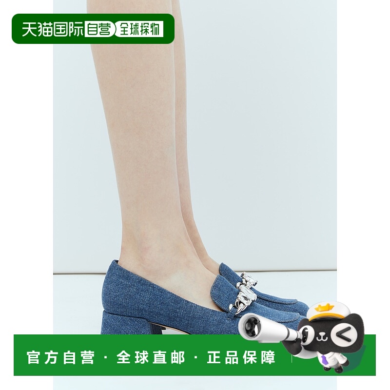 1h可退 香港直邮Miu Miu 缪缪 女士 水晶缀饰牛仔浅口鞋 5D947DW5