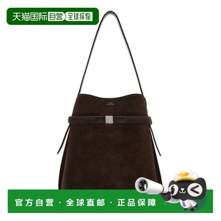 香港直邮toteme 女士 束带绒面革水桶包 brown棕色 舒适时尚