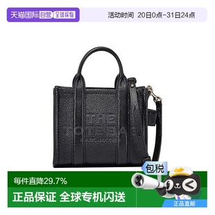 欧洲直邮Marc 女士黑色皮革Logo压印迷你手提包 Jacobs 玛亚科布