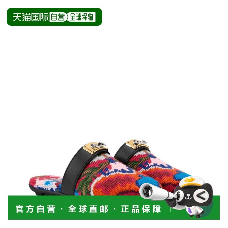 自营欧洲直邮LV路易威登 Haven女士红色皮革露跟平底穆勒鞋单鞋