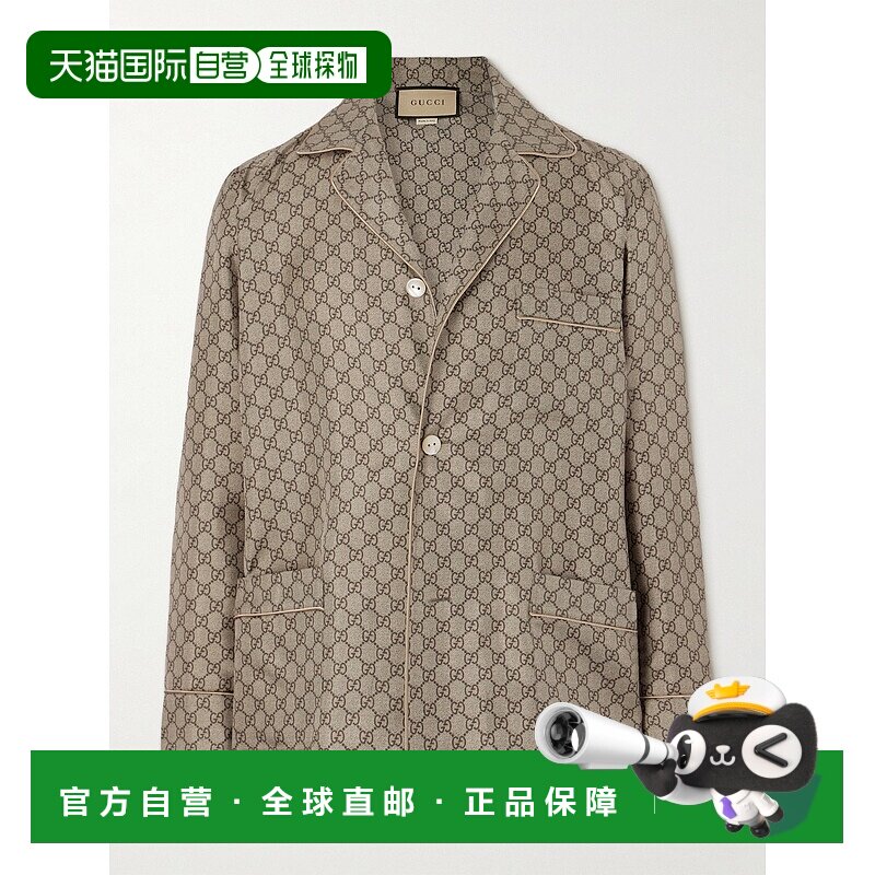 Gucci 古驰 男士 GG印花桑蚕丝衬衫夹克长袖 773651ZAPEF