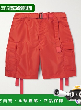 1h可退 香港直邮Sacai 男士 Nylon-Twill 直筒束带工装短裤 25036