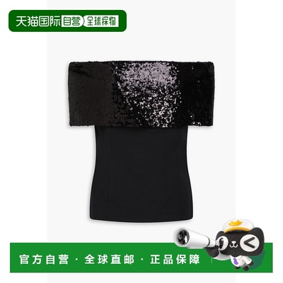 香港直邮Staud 女士 Giselle 露肩珠片精饰棉混纺罗缎上衣 141355