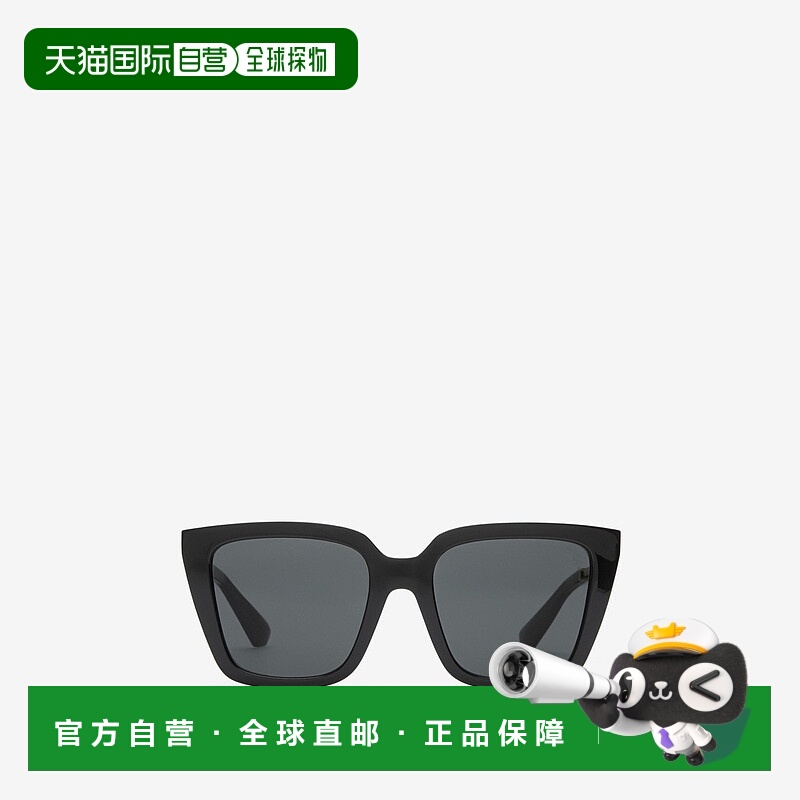 自营欧洲直邮Burberry博柏利 女士黑色尼龙格纹方框太阳眼镜