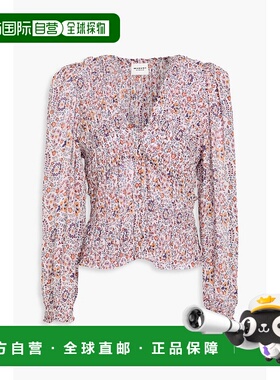 付款1h内可退 香港直邮ISABEL MARANT 女士 抽褶印花绉纱衫 HT016