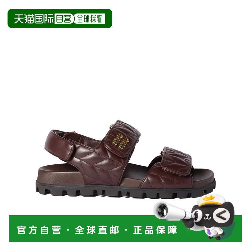 香港直邮Miu Miu Matelasse魔术贴细带凉鞋 5X135E88TF010