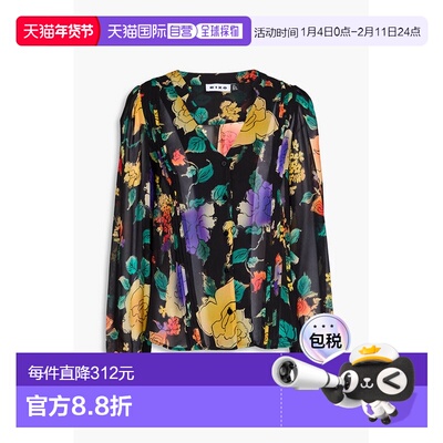 1h可退 香港直邮RIXO 女士 印花乔其纱衫 0300 black黑色 舒适时