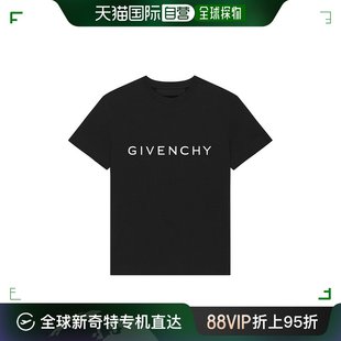 欧洲直邮Givenchy纪梵希24新款 T恤 黑色棉质圆领双面印花短袖 男士
