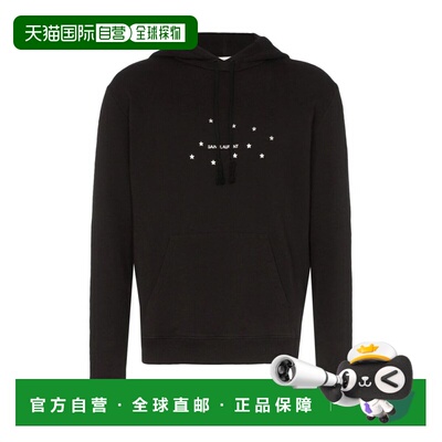 香港直邮Saint Laurent 黑色logo连帽卫衣 577092YBJH2
