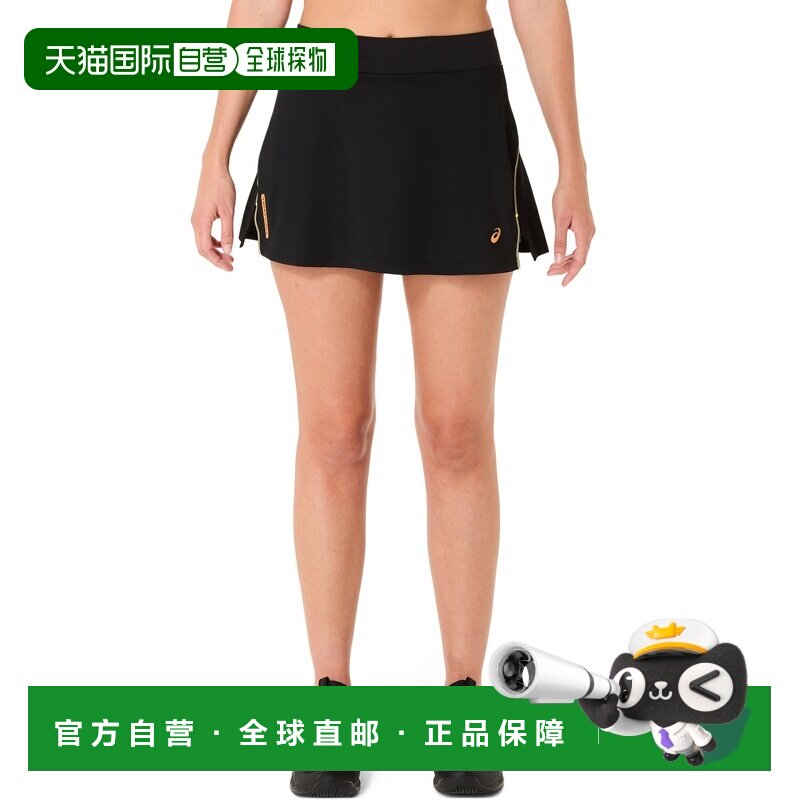 自营欧洲直邮ASICS亚瑟士 COURT女士黑色短裙网球短裤聚酯纤维
