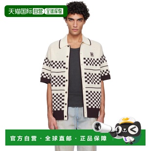 香港直邮AMIRI 男士 灰白色 & 棕色 Checkered Mesh 衬衫 AMTOKN1