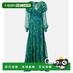 花朵荷叶边层叠真丝雪纺长款 女士 连衣裙 艾特罗 香港直邮Etro