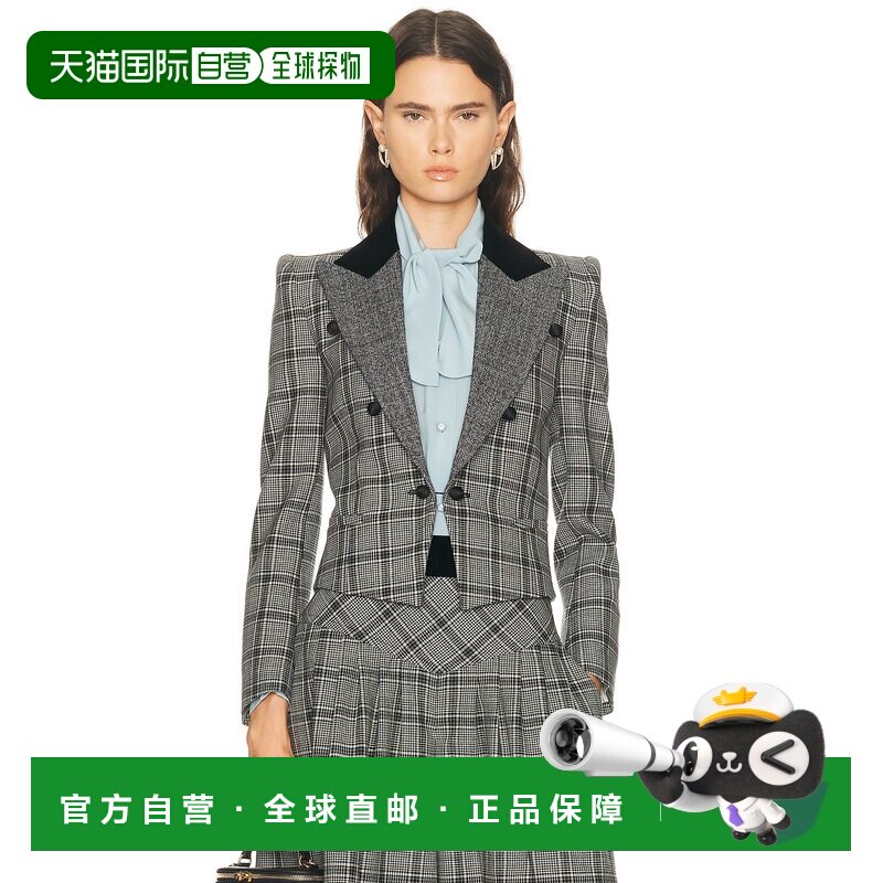 1h可退 香港直邮valentino 华伦天奴 女士 格纹夹克 8B3CE5859W7