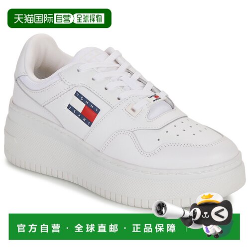 tommy jeans 女士白色厚底低帮系带百搭透气时尚休闲板鞋女鞋