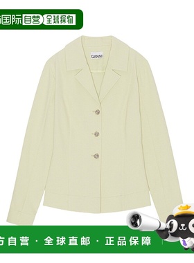 香港直邮Ganni 单排扣平驳领西装外套 F7832