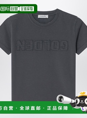 香港直邮GOLDEN GOOSE 男童 煤炭黑灰色带LogoT恤童装 GKP02441UP