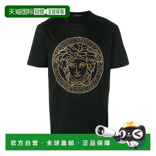 香港直邮VERSACE 男士T恤 A77987A201952A008 黑色 AW2023短袖