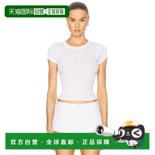 自营 Alexander Wang 亚历山大 王 女士 Hotfix 水晶短袖圆领T恤