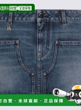 1h可退 香港直邮AMIRI 女士 蓝色棉质牛仔半身裙 AWBMSK1018